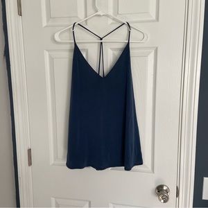 LOFT sleeveless flowy blouse in washed blue color